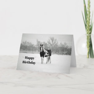 Carte Photos de la neige noire et blanche de Cheval