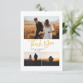 Carte Photos du jour de mariage à la main Merci (Debout devant)