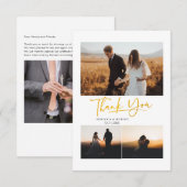 Carte Photos du jour de mariage à la main Merci (Devant / Derrière)