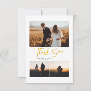 Carte Photos du jour de mariage à la main Merci