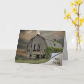 Carte Photos d'une grange en curling pour l'anniversaire (Fleur jaune)