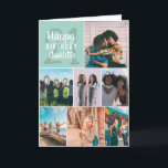 Carte Photos vert menthe moderne grille de collage 21 an<br><div class="desc">Moderne mint green collage grid 21 birthday ,  add 8 of your friends favorite Photoré with a moderne and cool élégant script font typography. Add your message inside.</div>