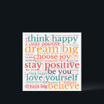 Carte Phrase positive WordArt Motif Multicolor Blanc<br><div class="desc">Vibes positives colorées pour envoyer quelqu'un avec ce motif WordArt dans des couleurs multicolores de rouge,  jaune,  orange,  turquoise et violet avec les citations motivationnelles,  Croyez,  Choisir la joie,  Penser Heureux,  Rêver Gros,  Rester Positif,  Aimez-vous et Soyez vous,  sur un arrière - plan blanc.</div>
