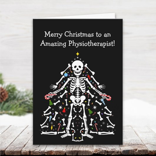 Carte Physiotherapist Merry Christmas Tree Skeleton