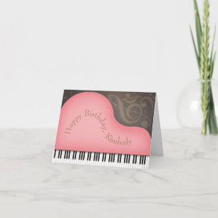 Carte Piano à queue rose Anniversaire personnalisé sur m