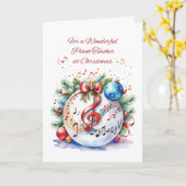 Carte Piano Enseignant Ornement de Noël avec notes music (Fleur jaune)