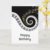 Carte Piano Keys and Gold Music Notes Birthday (Fleur jaune)