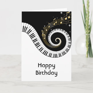 Carte Piano Keys and Gold Music Notes Birthday