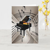 Carte Piano Notes et personnel (Fleur jaune)