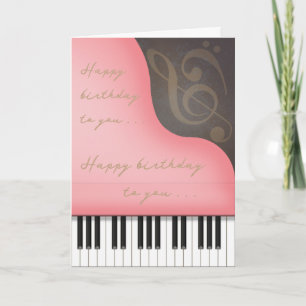 Carte Piano rose Whimsical Adorable Personnalisé Anniver