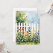 Carte Picket Fence with Flowers Sympathy (Devant/Arrière en situation)