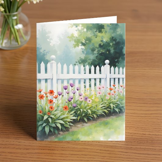 Carte Picket Fence with Flowers Thinking of You