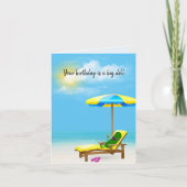 Carte Picket Vert D'Anniversaire Sur Chaise De Plage (Devant)