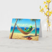 Carte Pickle Relaxant Dans Hammock Anniversaire (Fleur jaune)