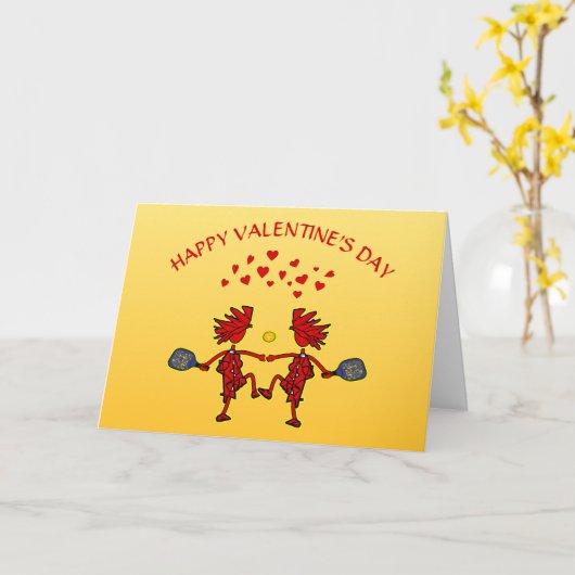 Carte Pickleball Amour pour la Saint-Valentin (Fleur jaune)
