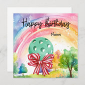 Carte Pickleball avec cadeaux d'anniversaire (Devant / Derrière)