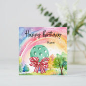 Carte Pickleball avec cadeaux d'anniversaire (Debout devant)