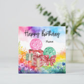 Carte Pickleball avec cadeaux d'anniversaire (Debout devant)