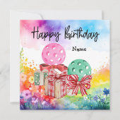 Carte Pickleball avec cadeaux d'anniversaire (Devant)