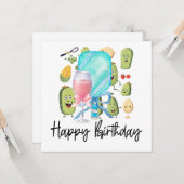 Carte Pickleball fête anniversaire (Devant/Arrière en situation)