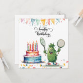 Carte Pickleball fête anniversaire (Devant/Arrière en situation)
