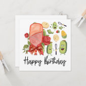 Carte Pickleball fête anniversaire (Devant/Arrière en situation)