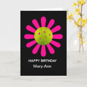 Carte Pickleball Joyeux Anniversaire Personnalisable (Fleur jaune)