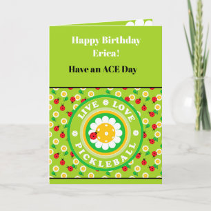 Carte Pickleball Joyeux Anniversaire Vert Personna