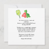 Carte Pickleball Party 4e anniversaire (Dos)