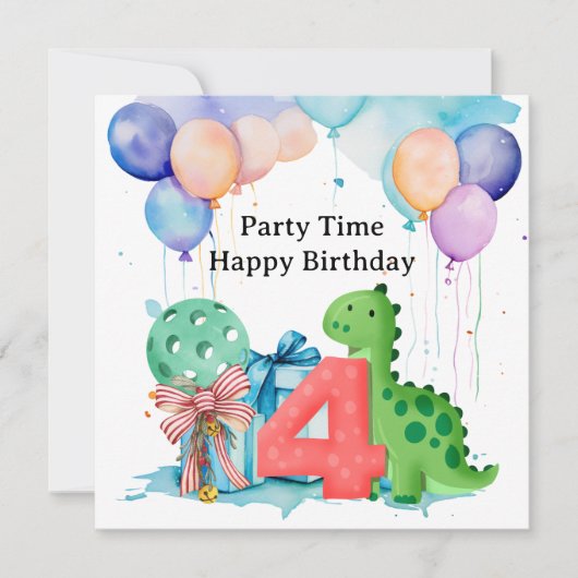 Carte Pickleball Party 4e anniversaire (Devant)