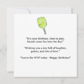 Carte Pickleball Party 4e anniversaire (Dos)