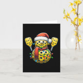 Carte Pickleball Snowman Santa Hat Lumières Noël Pick (Fleur jaune)