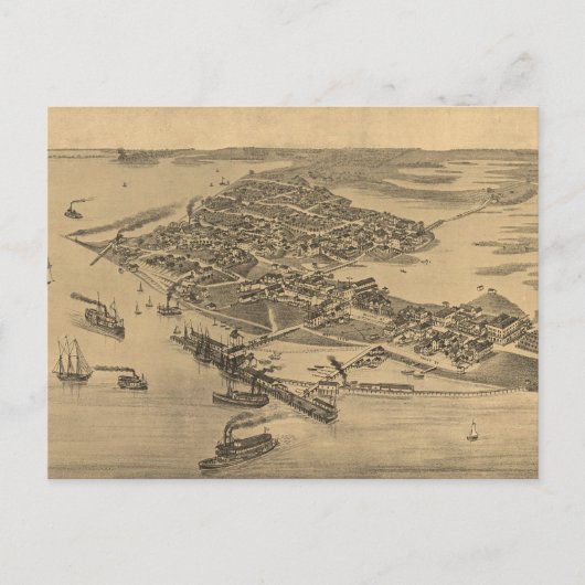 Carte picturale vintage de Cèdre Key FL (1884) (Devant)