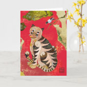 Carte Pie et tigre : Art populaire coréen (Fleur jaune)