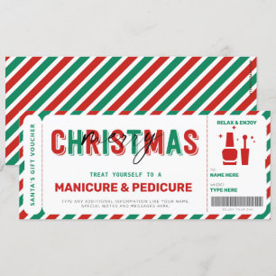 Carte Pièce cadeau Manicure de Noël Pedicure Mani Pedi