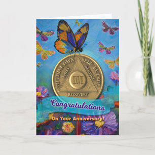 Carte Pièce commémorative 27 ans AA Papillons Fleurs
