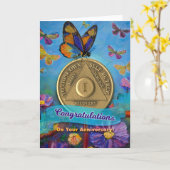 Carte Pièce commémorative AA 1 an papillons fleurs (Fleur jaune)