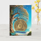 Carte Pièce commémorative de 4 ans AA Arbre de Vie (Fleur jaune)