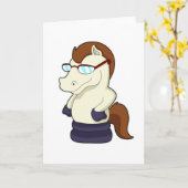 Carte Pièce d'échecs Cavalier en Cheval avec Lunettes de (Fleur jaune)
