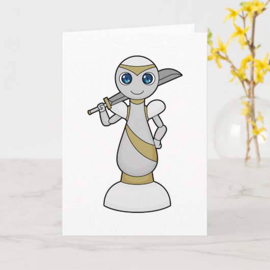 Carte Pièce d'échecs Pion Épée Échecs (Fleur jaune)