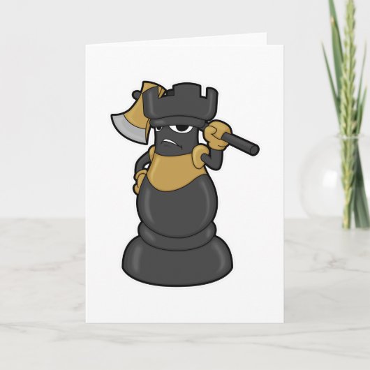 Carte Pièce d'échecs Rook à Chess with Ax (Devant)
