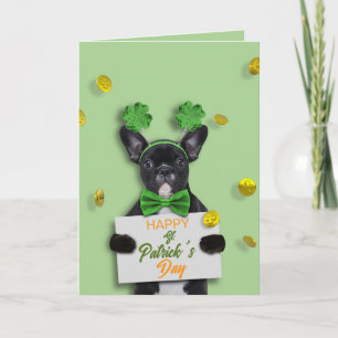 Carte Pièce Joyeux St. Patrick Mignon Bouledogue Françai