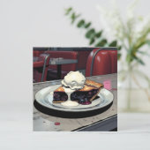 Carte Piece of Blueberry Pie and Vanilla Ice Cream Blank (Debout devant)