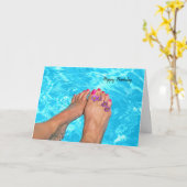Carte Pieds nus avec fleurs dans la piscine (Fleur jaune)