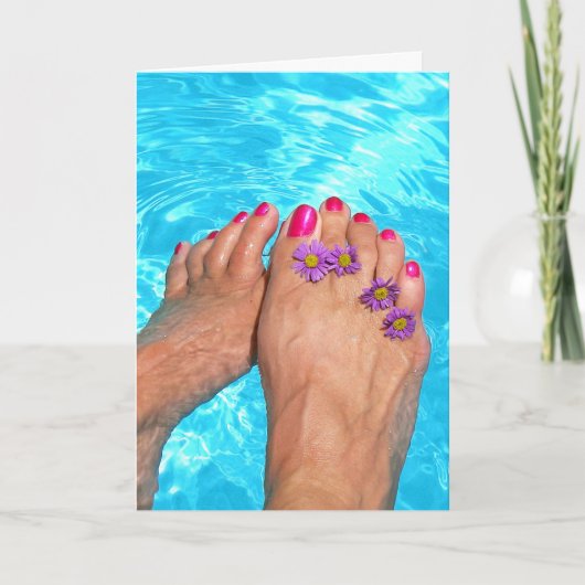 Carte Pieds nus dans la piscine Anniversaire (Devant)