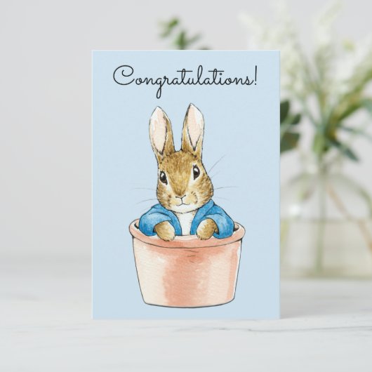 Carte Pierre le lapin assis dans un pot (Debout devant)