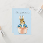 Carte Pierre le lapin assis dans un pot (Devant/Arrière en situation)