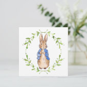 Carte Pierre le lapin avec la feuille verte Wreath (Debout devant)