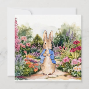 Carte Pierre le lapin dans son jardin