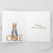 Carte Pierre le lapin Joyeux premier anniversaire UN (Intérieur)
